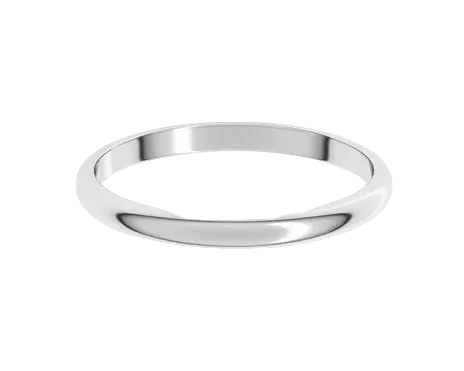 2mm Half Round Band - White Gold