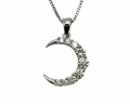Diamond Crescent Moon Pendant - White Gold