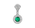 Emerald Pendant with Diamonds and Milgrain Detailing - White Gold