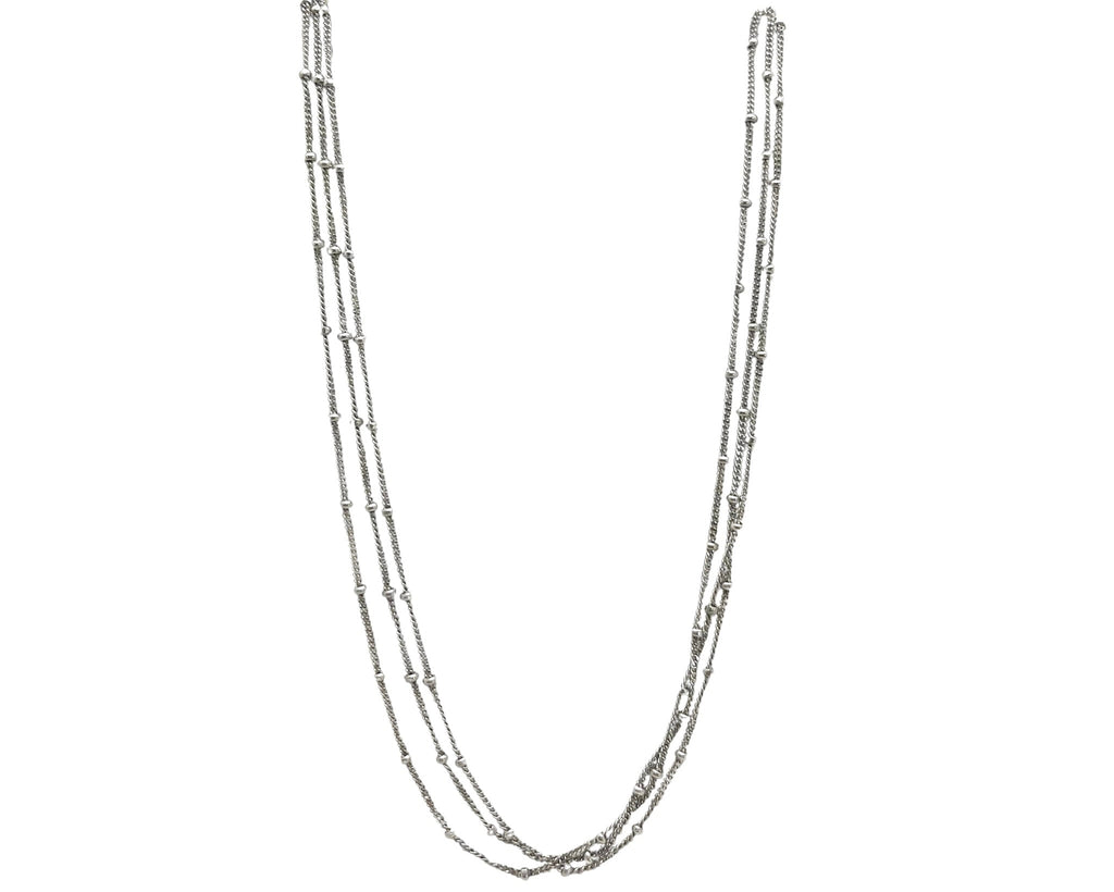 Triple Strand Beaded Necklace - White Gold