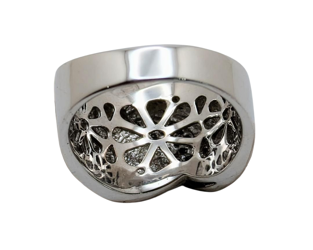 Wide Overlap Design Band with Pave Diamonds - White Gold