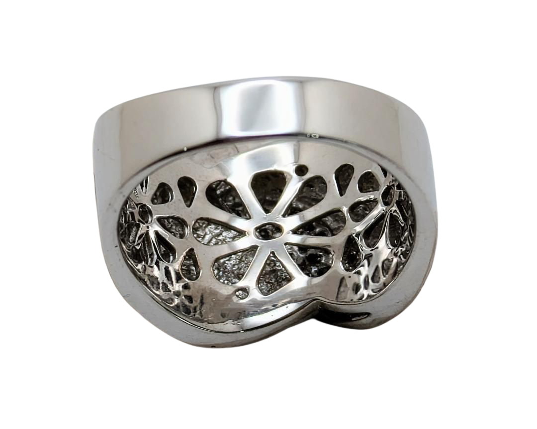 Wide Overlap Design Band with Pave Diamonds - White Gold