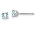 4mm Aquamarine Stud Earrings - White Gold