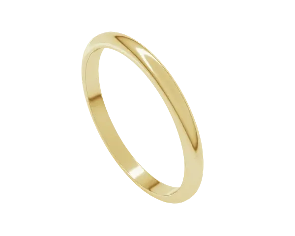 2mm Half Round Band - Yellow Gold