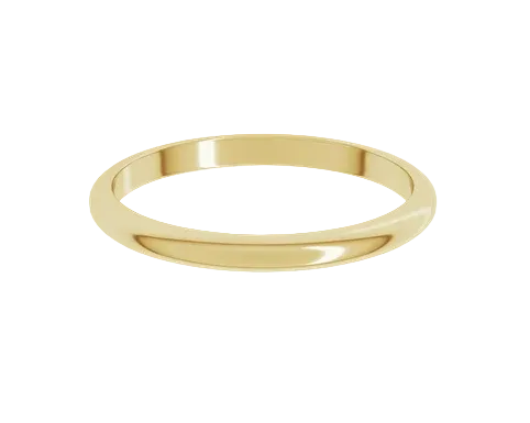2mm Half Round Band - Yellow Gold
