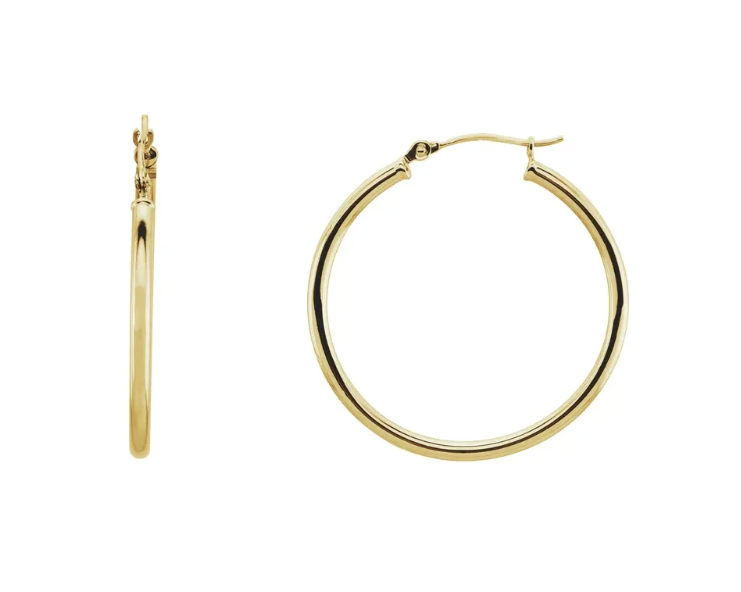 30 x 2mm Hoop Earrings - Yellow Gold