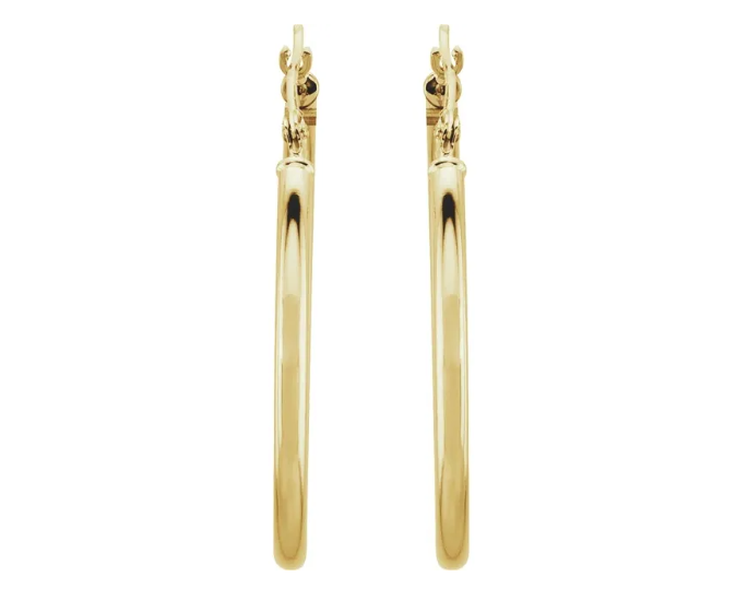 30 x 2mm Hoop Earrings - Yellow Gold