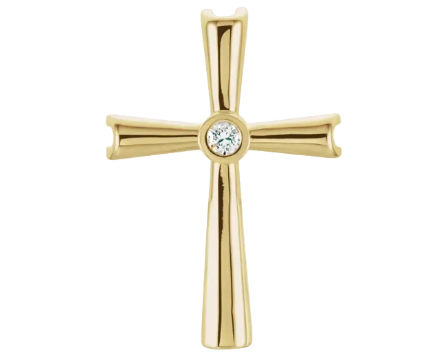 Cross with Bezel Set Diamond - Yellow Gold