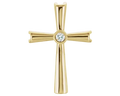 Cross with Bezel Set Diamond - Yellow Gold