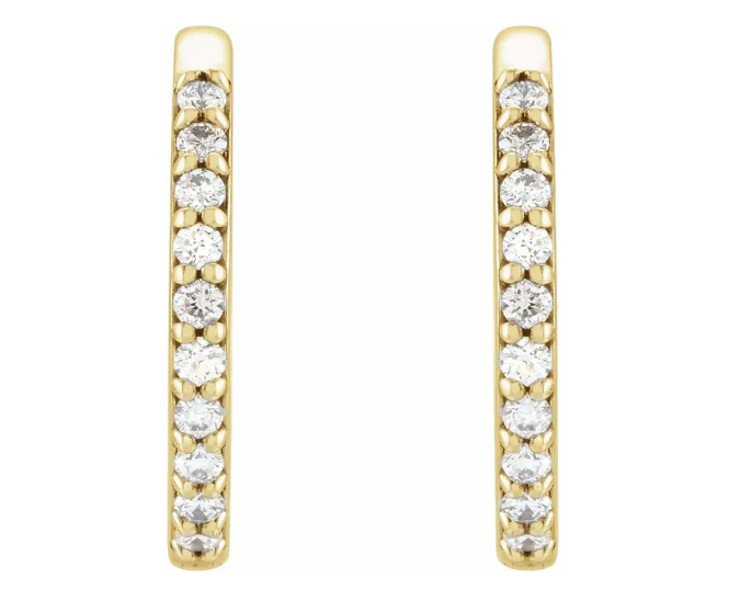 15 x 1.65mm Diamond Huggie Hoop Earrings - Yellow Gold
