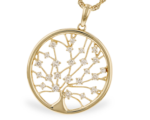 Tree of Life Pendant with Diamond Accents - Yellow Gold