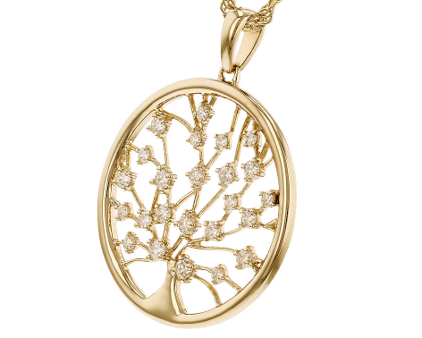 Tree of Life Pendant with Diamond Accents - Yellow Gold