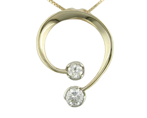 Double Diamond Curl Pendant - Two-Tone