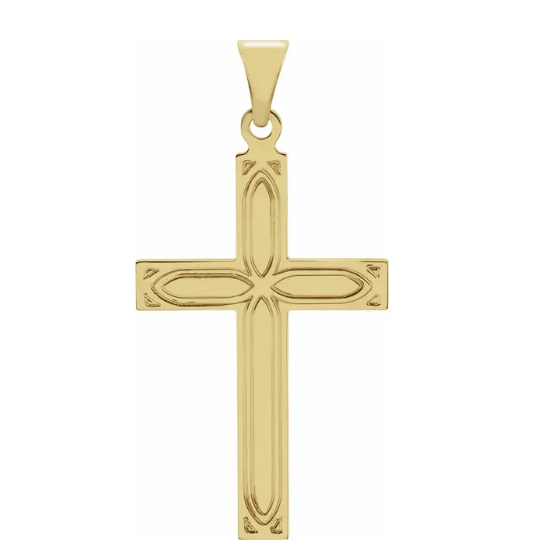 Engraved Cross Pendant - Yellow Gold