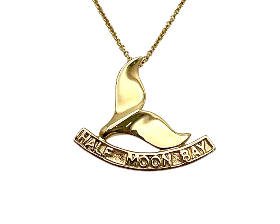 "Half Moon Bay" Whale Tail Pendant - Yellow Gold