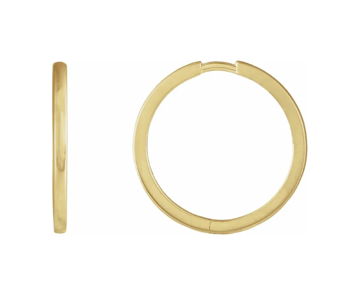 20.0 x 1.65mm Huggie Hoop Earrings - Yellow Gold