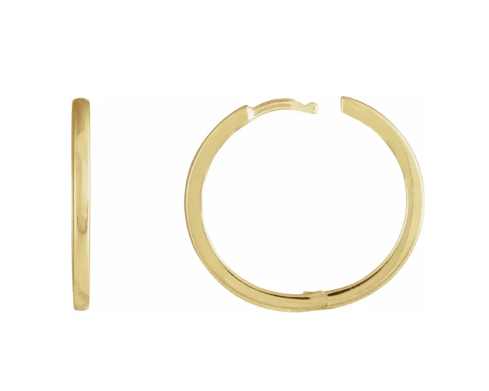 20.0 x 1.65mm Huggie Hoop Earrings - Yellow Gold