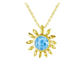 Larimar Sunflower Pendant - Yellow Gold