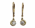 Crescent Moon Dangle Earrings with Diamonds - Yellow Gold