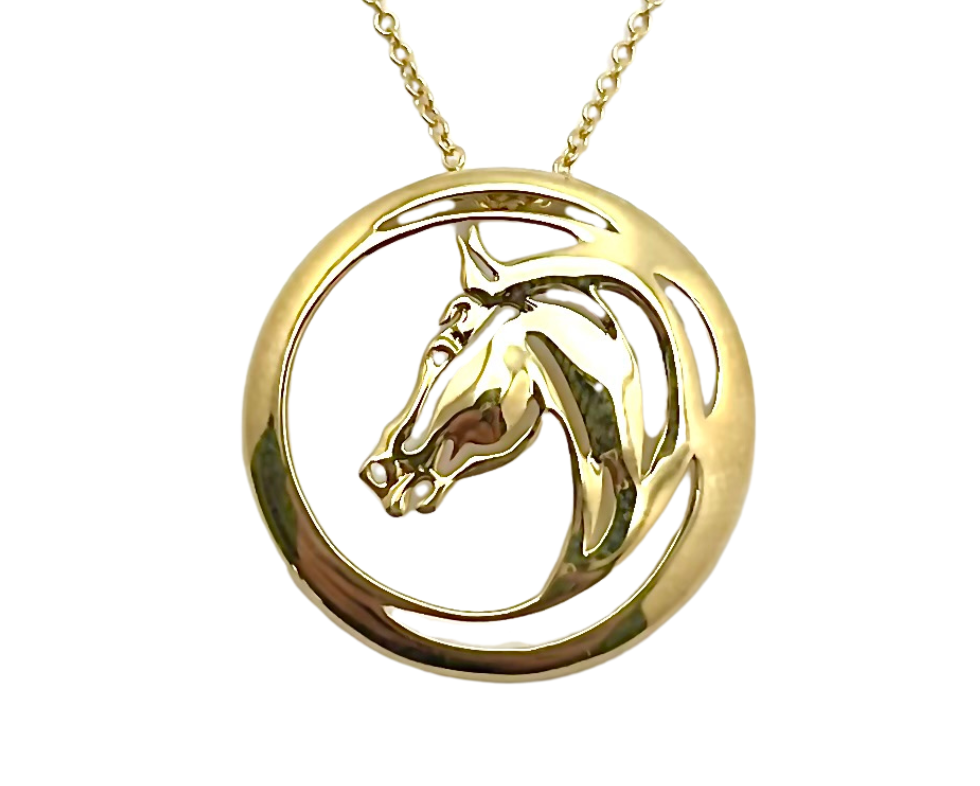 Charity Horse Head Pendant - Yellow Gold