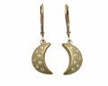 Moonlight Dangle Earrings with Diamond Accents - Yellow Gold