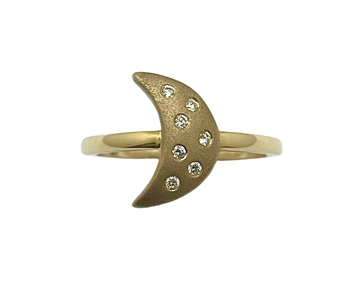 Moonlight Ring with Diamonds - Yellow Gold