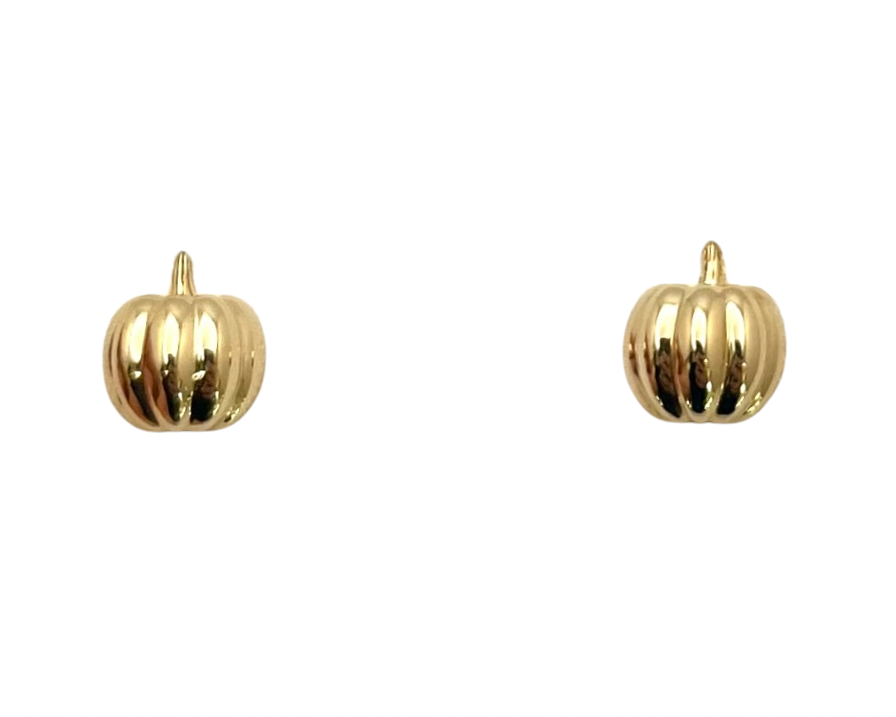 Pumpkin Stud Earrings - Yellow Gold
