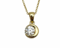 Crescent Moon Pendant with Diamond - Yellow Gold