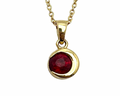 Crescent Moon Pendant with Ruby - Yellow Gold