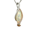 Opal Pendant with Pave Diamond Twist Overlap Design - Two Tone