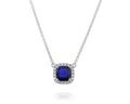 Sapphire Necklace with Diamond Halo - White Gold