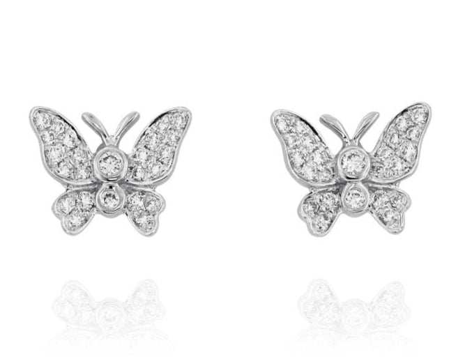 Diamond Butterfly Earrings - White Gold