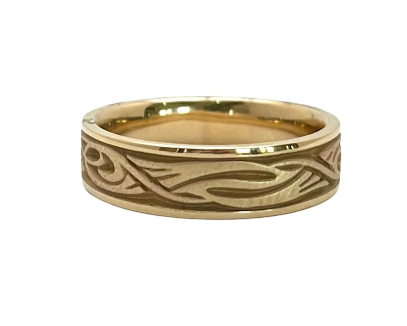 Yin-Yang Design Wedding Band Narrow - Yellow Gold
