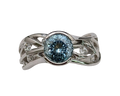 Aquamarine Free Form Vine Ring - White Gold