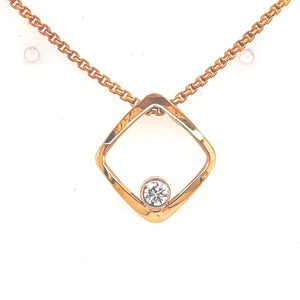 Simply Square Diamond Accented Pendant - Yellow Gold