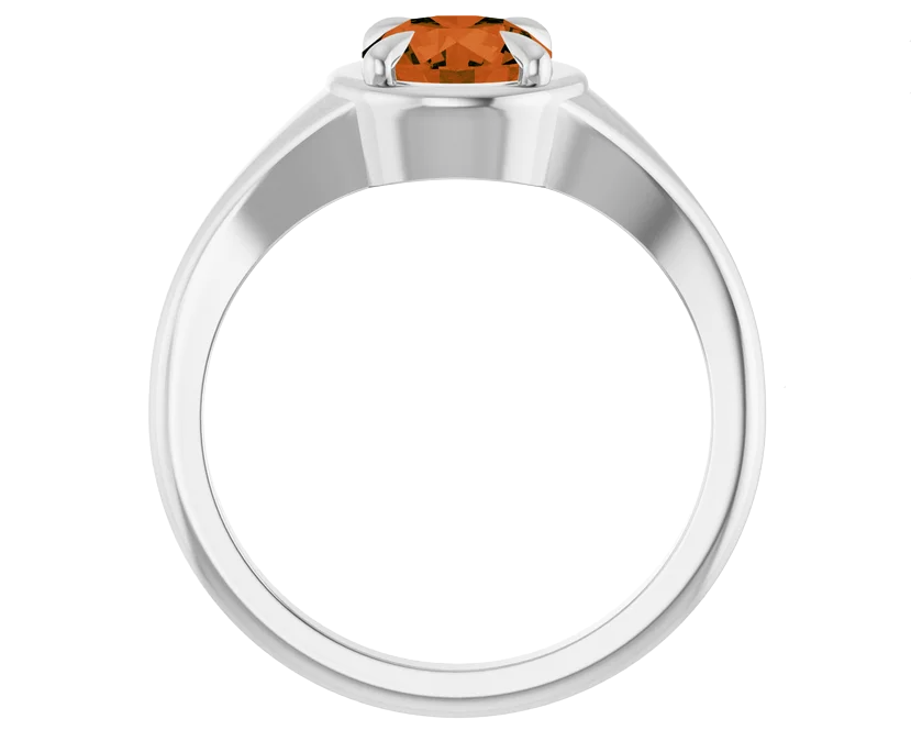 Spessartite Garnet Solitaire Ring - White Gold