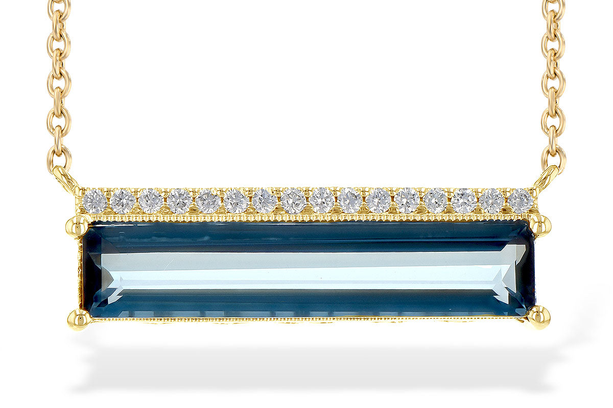 London Blue Topaz Bar Necklace - Yellow Gold