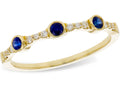 Bezel Set Sapphire and Pave Diamond Band - Yellow Gold