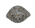 Art Deco Old Mine Cut Diamond with Filigree Details - White Gold