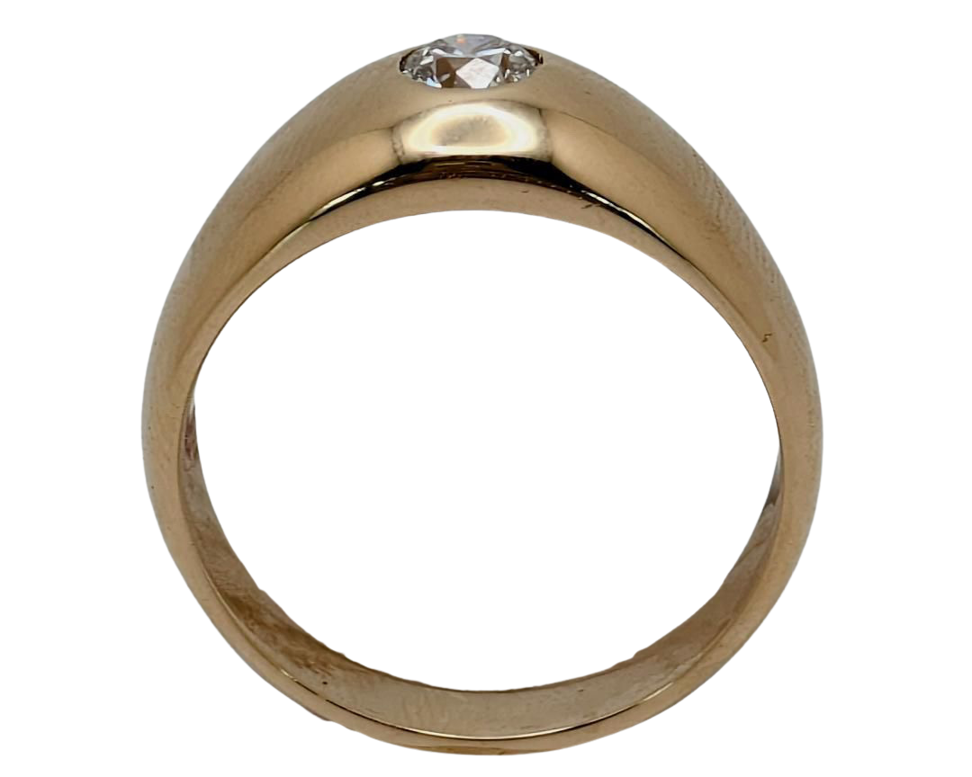Flush Set Men's Dome Diamond Ring - Yellow Gold