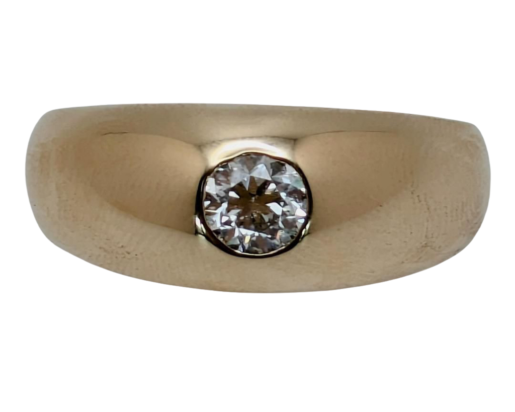 Flush Set Men's Dome Diamond Ring - Yellow Gold