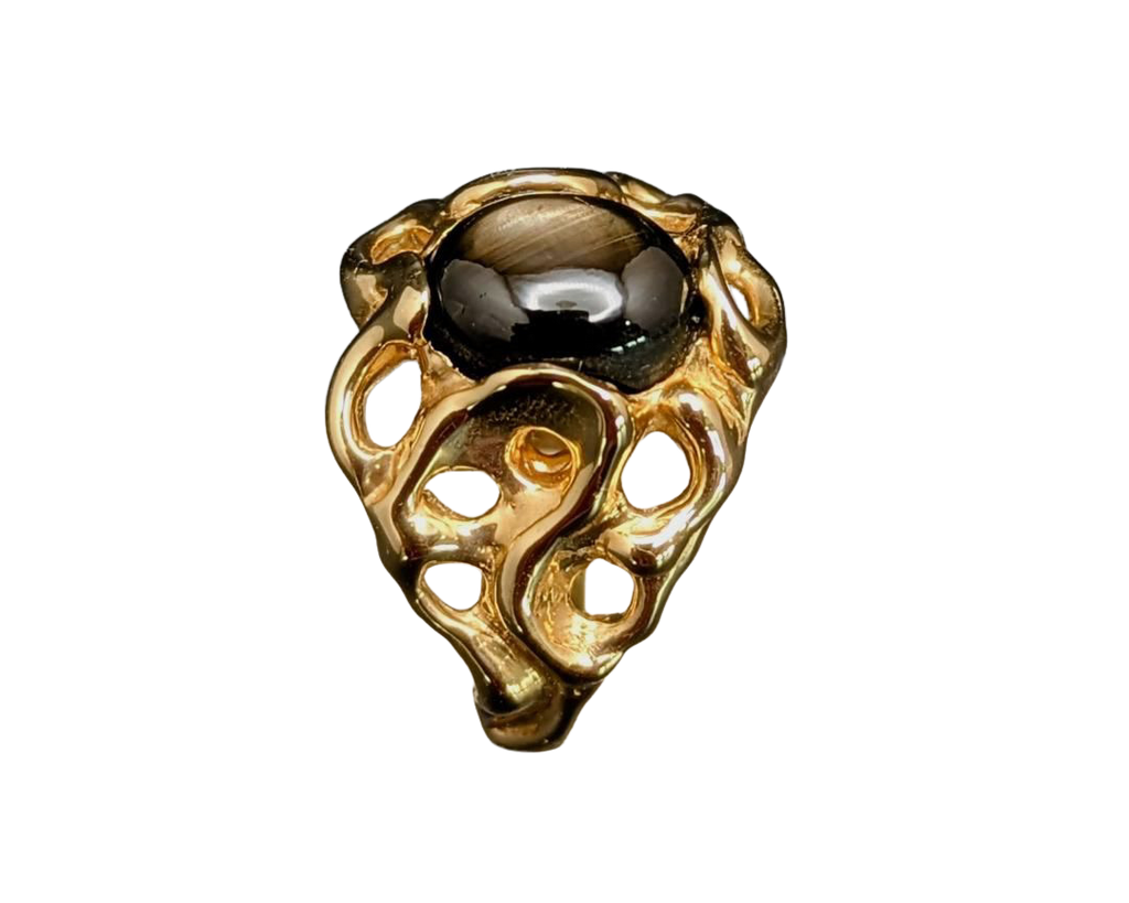 Freeform Black Star Sapphire Ring - Yellow Gold