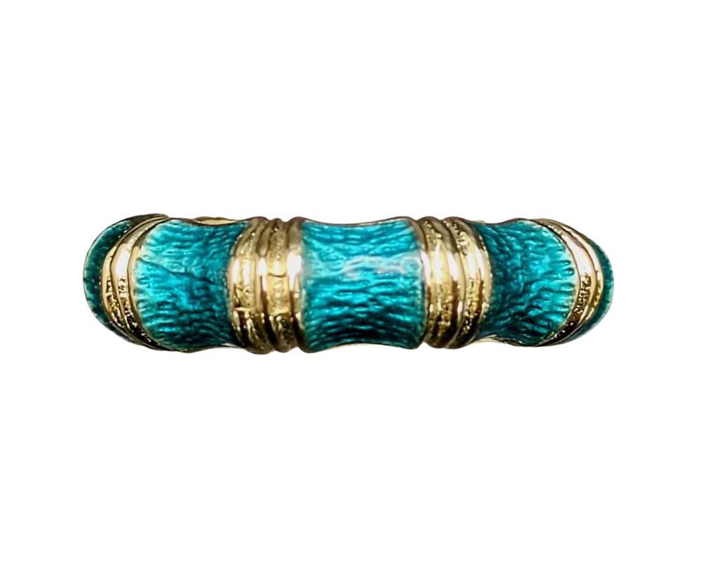 Bamboo Pattern Enamel Eternity Band - Yellow Gold