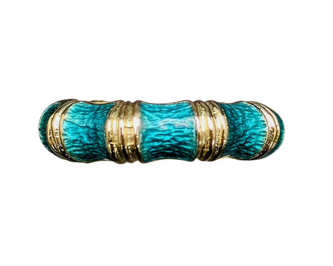 Bamboo Pattern Enamel Eternity Band - Yellow Gold