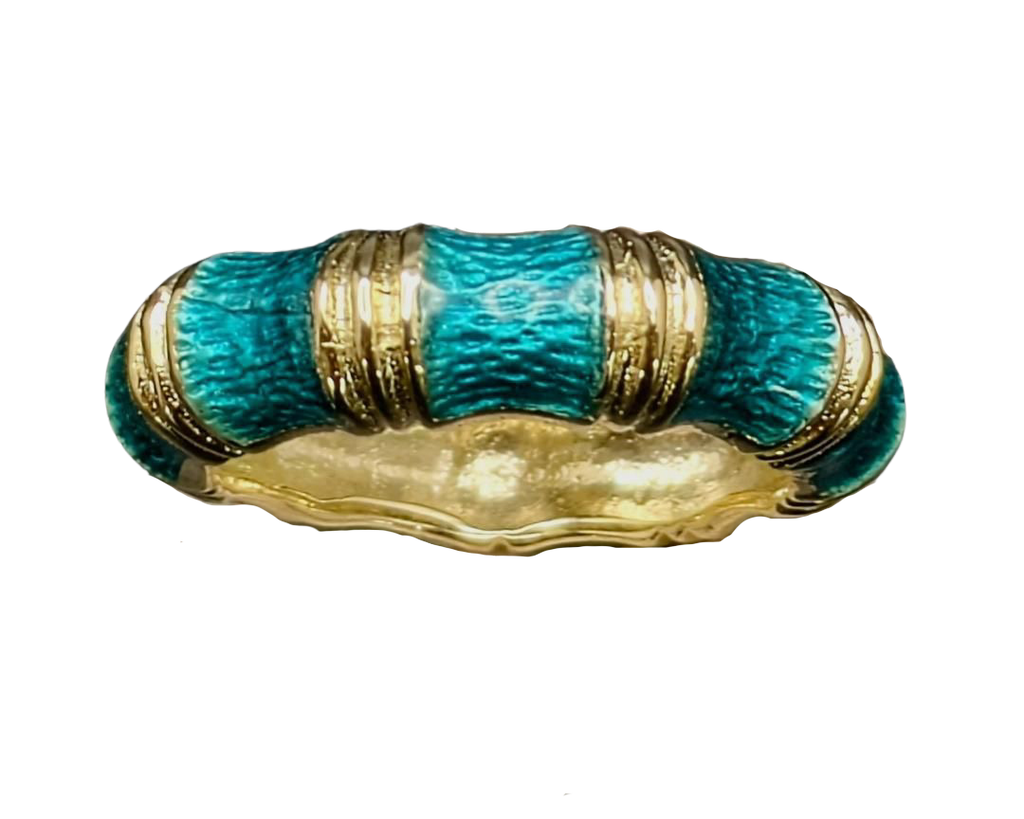 Bamboo Pattern Enamel Eternity Band - Yellow Gold