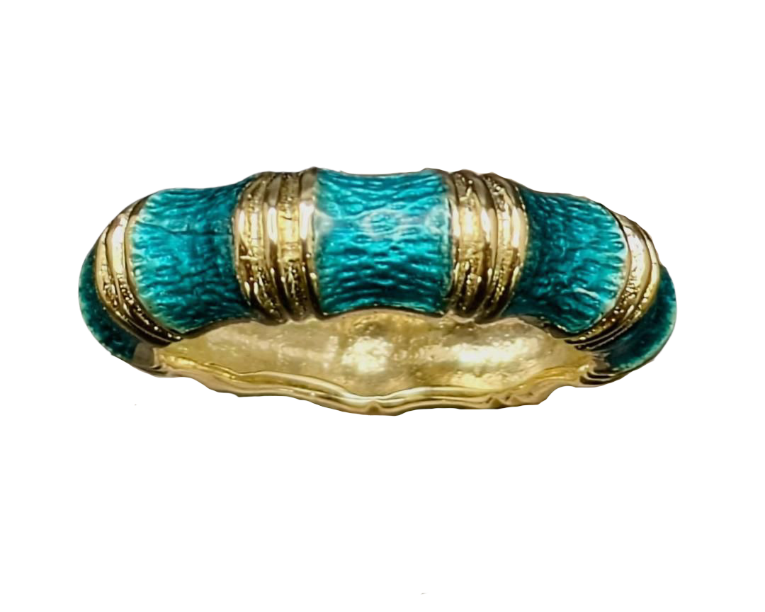 Bamboo Pattern Enamel Eternity Band - Yellow Gold