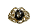 Freeform Black Star Sapphire Ring - Yellow Gold