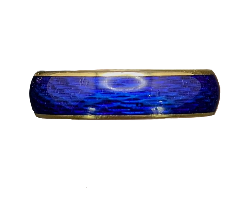 Blue Enamel Band - Yellow Gold