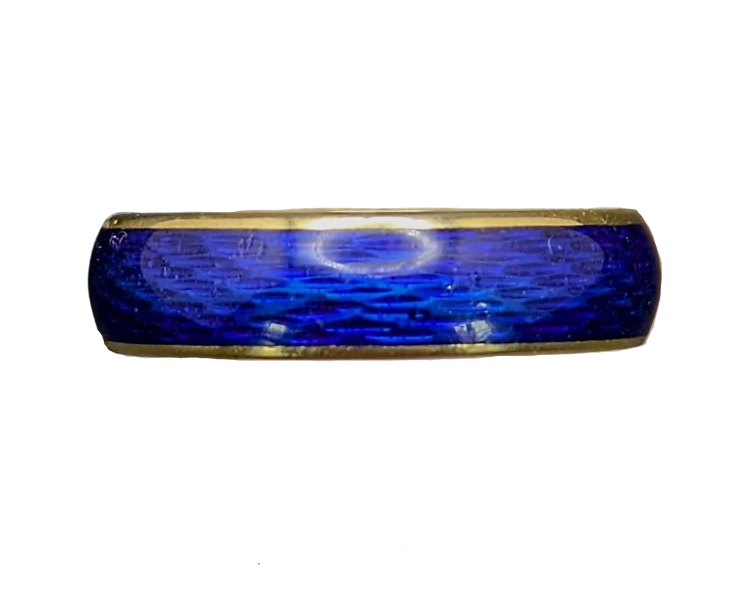 Blue Enamel Band - Yellow Gold