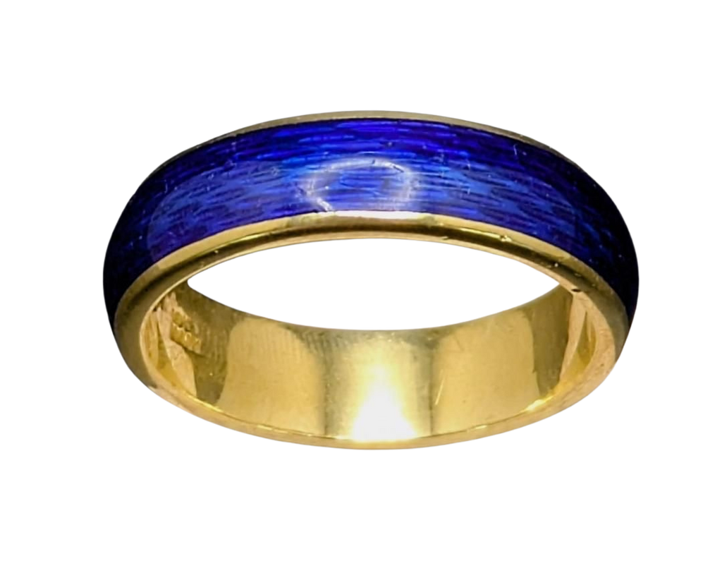 Blue Enamel Band - Yellow Gold